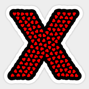 Letter X Heart Shape Initial Sticker